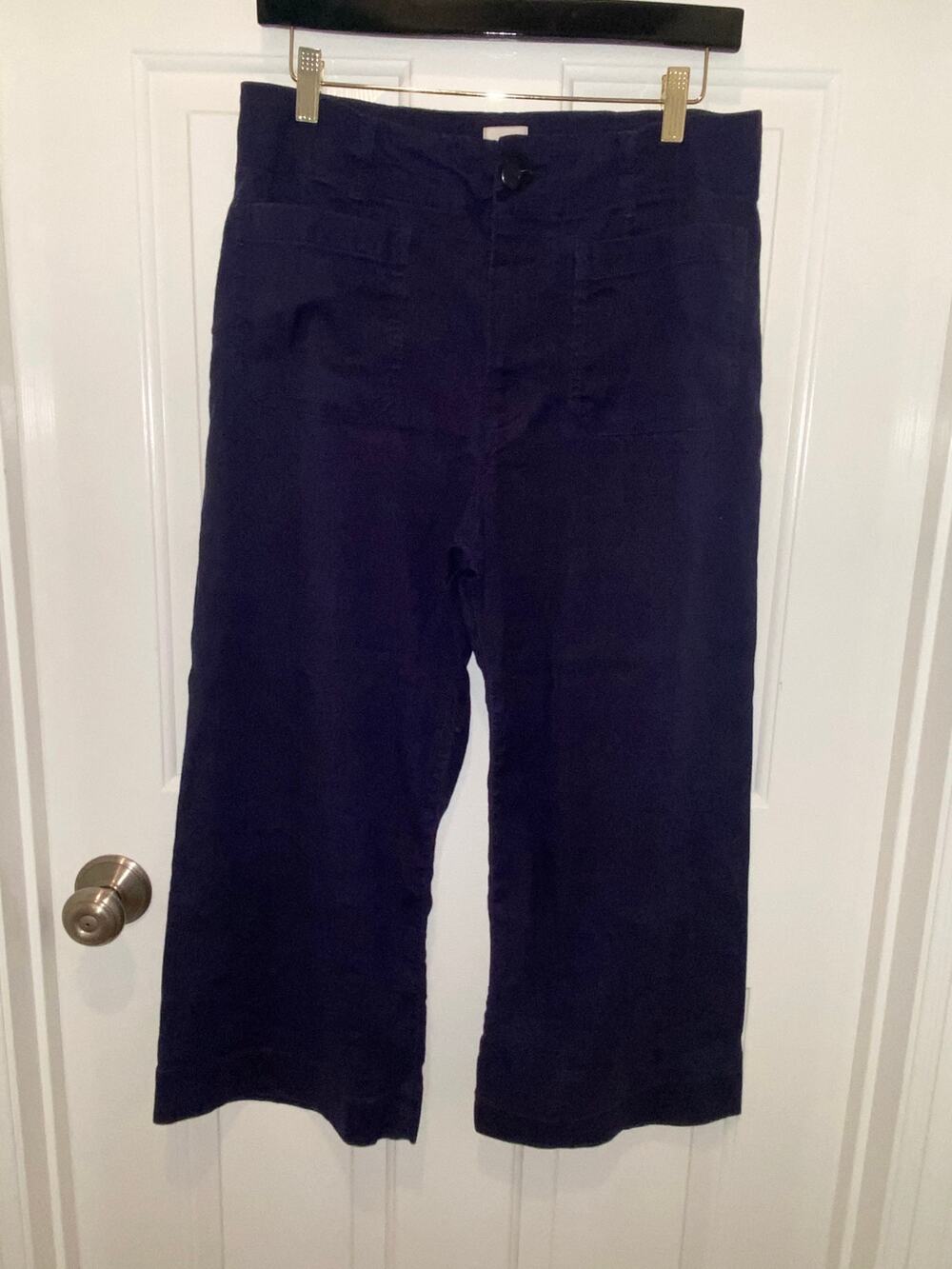 MAEVE The Colette Linen Blend Crop Wide-Leg Pants Dark Blue Size 30P